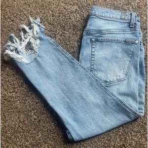 7 For All Mankind High Waisted Cropped Straight Jean (gently worn once)